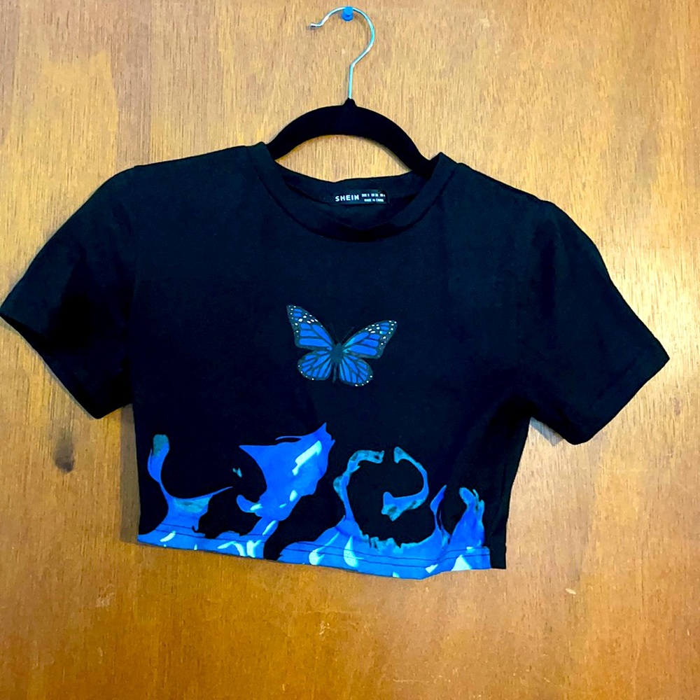 SHEIN butterfly crop top